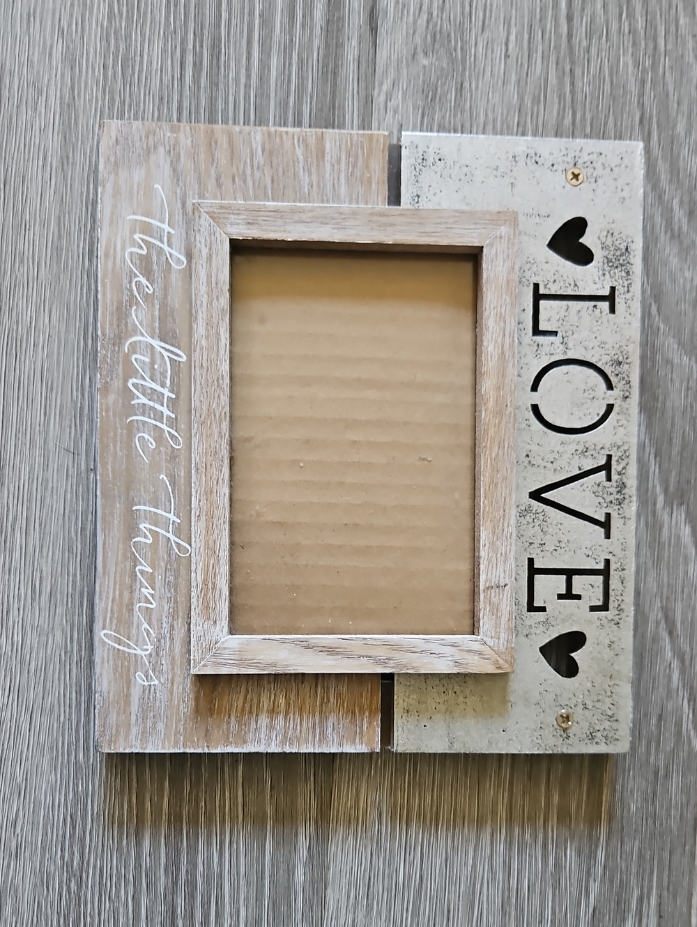 LOVE Rustic Whitewashed Photo Frame - Neutral Wood Home Accent
